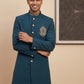 Men's Cotton Blend Indo-Western Set with Zari Work ( HOP-IND 159Peacock )