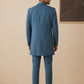 Men's Cotton Blend Indo-Western Set with Zari Work ( HOP-IND 159Peacock )