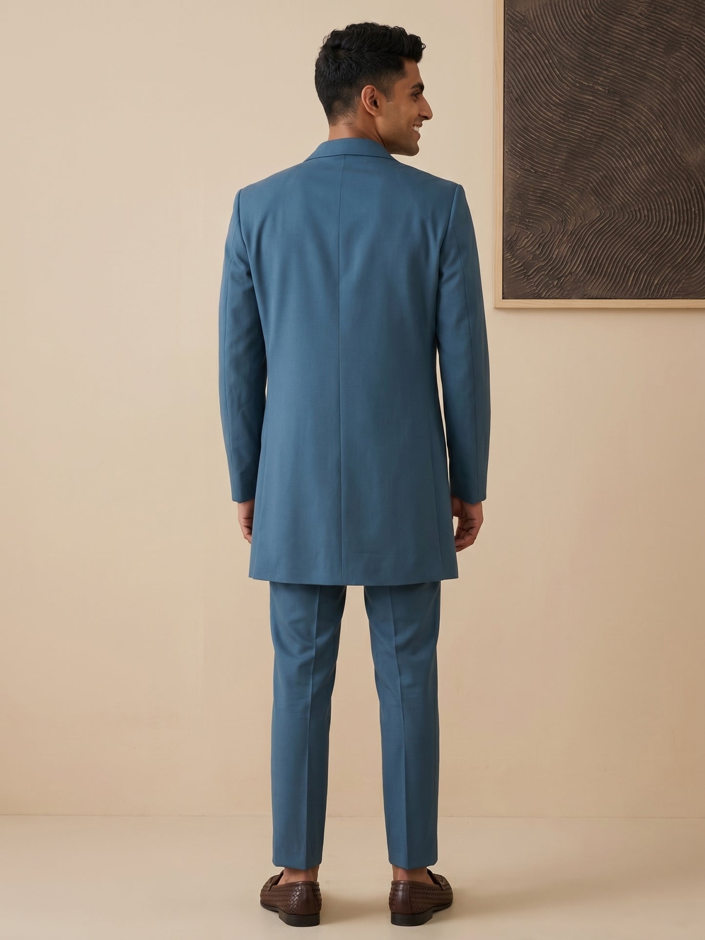 Men's Cotton Blend Indo-Western Set with Zari Work ( HOP-IND 159Peacock )