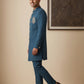 Men's Cotton Blend Indo-Western Set with Zari Work ( HOP-IND 159Peacock )