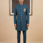 Men's Cotton Blend Indo-Western Set with Zari Work ( HOP-IND 159Peacock )