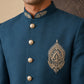 Men's Cotton Blend Indo-Western Set with Zari Work ( HOP-IND 159Peacock )