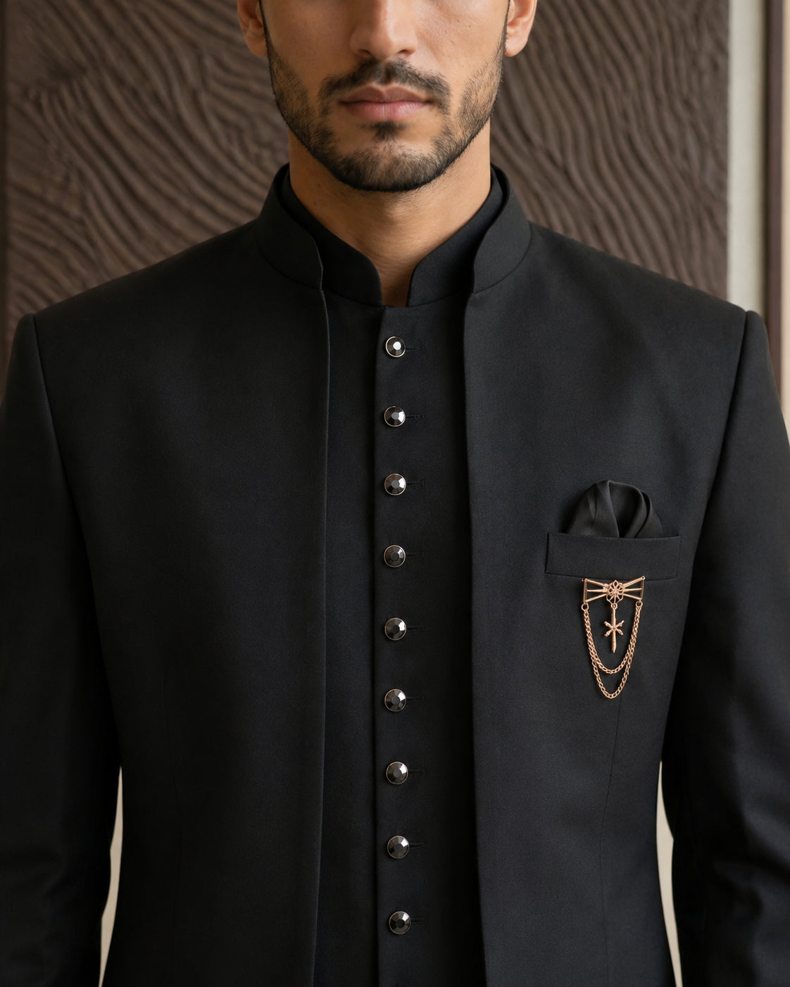 Cotton Blend Solid Indo-Western Set ( HOP-IND 161Black )
