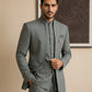 Cotton Blend Solid Indo-Western Set ( HOP-IND 161Grey )