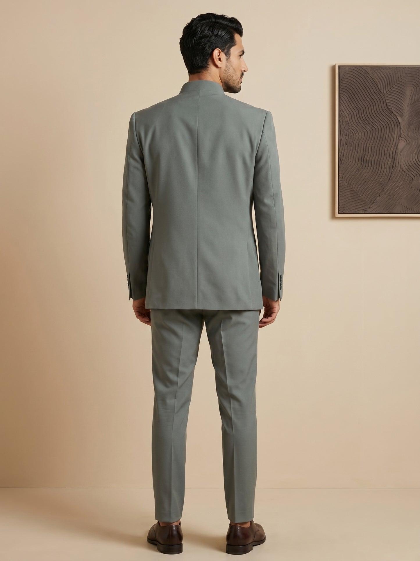 Cotton Blend Solid Indo-Western Set ( HOP-IND 161Grey )