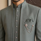 Cotton Blend Solid Indo-Western Set ( HOP-IND 161Grey )