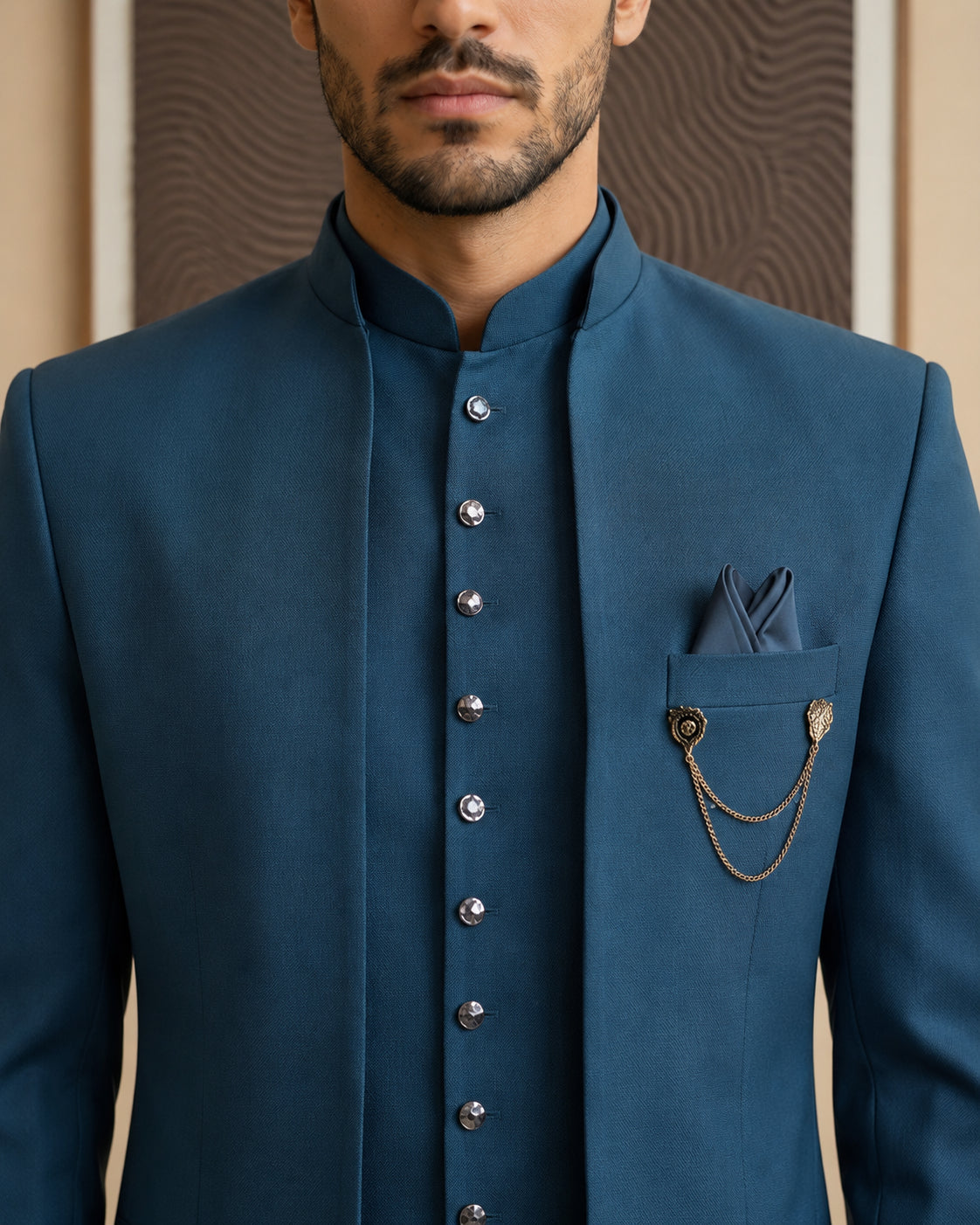 Cotton Blend Solid Indo-Western Set ( HOP-IND 161Peacock )