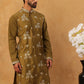 Silk Blend Elegant Thread Work Kurtas ( HOPKO 006Mehndi )