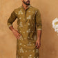 Silk Blend Elegant Thread Work Kurtas ( HOPKO 006Mehndi )