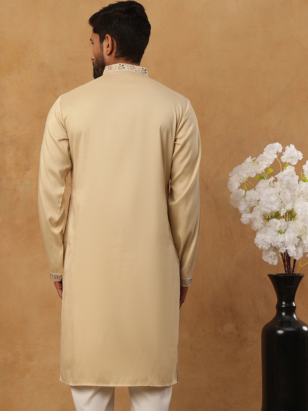 Festive Wear Silk Blend Embroidered Kurta ( HOPKO 020Beige )