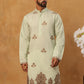 Silk Blend Ethnic Embroidered Kurta ( HOPKO 021Pista )