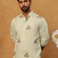Silk Blend Ethnic Embroidered Kurta ( HOPKO 021Pista )