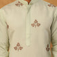 Silk Blend Ethnic Embroidered Kurta ( HOPKO 021Pista )