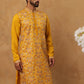Men Festive Silk Blend Embroidered Kurta ( HOPKO 022Mustard )
