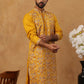 Men Festive Silk Blend Embroidered Kurta ( HOPKO 022Mustard )