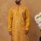 Men Festive Silk Blend Embroidered Kurta ( HOPKO 022Mustard )