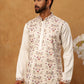 Men Festive Silk Blend Embroidered Kurta ( HOPKO 022White )