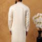 Men Festive Silk Blend Embroidered Kurta ( HOPKO 022White )
