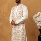 Men Festive Silk Blend Embroidered Kurta ( HOPKO 022White )