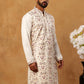 Men Festive Silk Blend Embroidered Kurta ( HOPKO 022White )