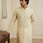 Silk Blend Embroidered Kurta for Men ( HOPKO 024Cream )