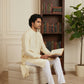 Silk Blend Embroidered Kurta for Men ( HOPKO 024Cream )