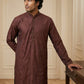 Silk Blend Embroidered Kurta for Men ( HOPKO 024Maroon )