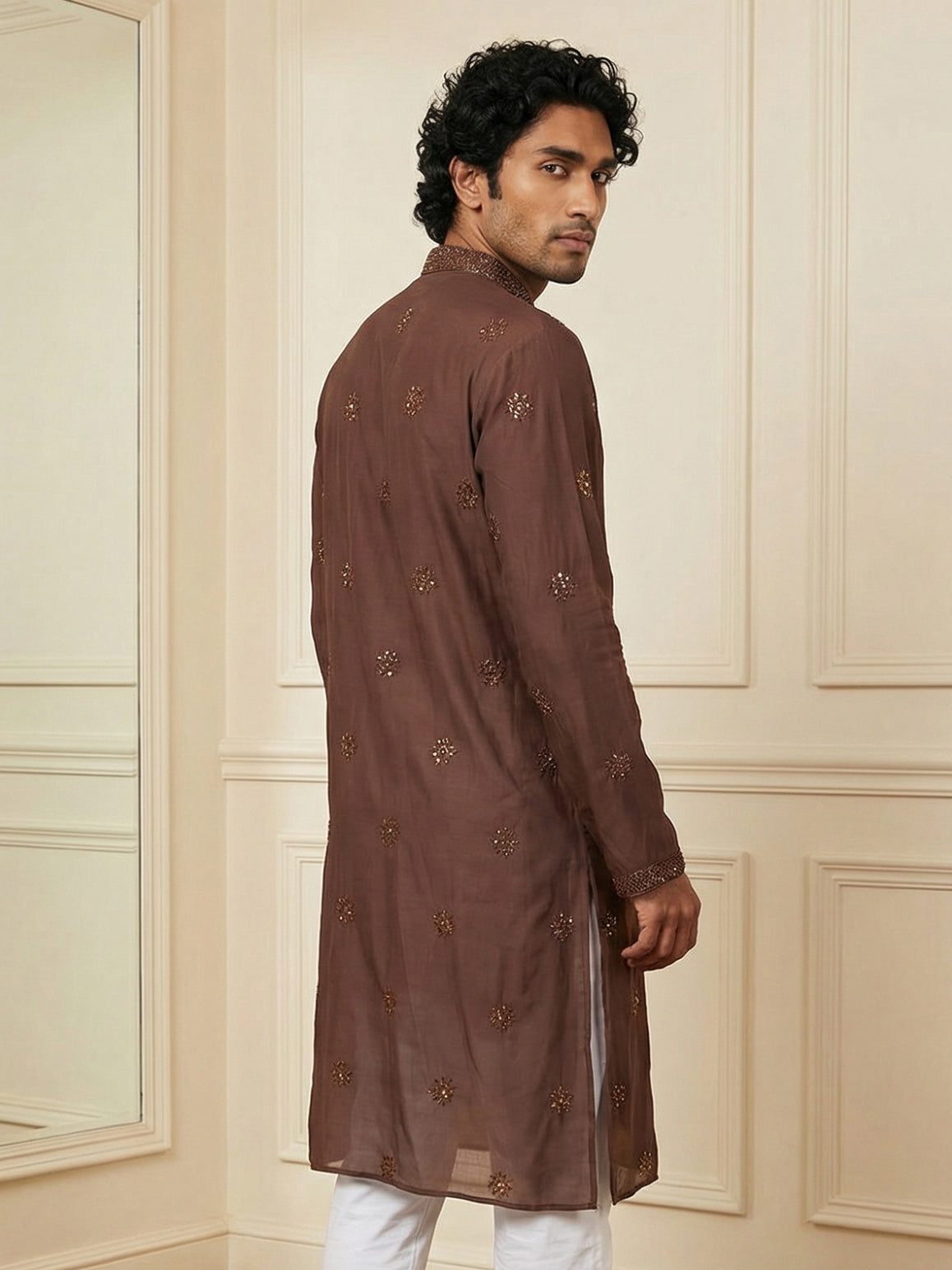 Silk Blend Embroidered Kurta for Men ( HOPKO 024Maroon )