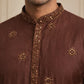 Silk Blend Embroidered Kurta for Men ( HOPKO 024Maroon )