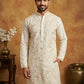 Men's Cream Embroidered Kurta ( HOPKO 025Cream )