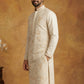 Men's Cream Embroidered Kurta ( HOPKO 025Cream )