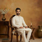Men's Cream Embroidered Kurta ( HOPKO 025Cream )