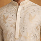 Men's Cream Embroidered Kurta ( HOPKO 025Cream )