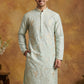 Men's Blue Embroidered Kurta ( HOPKO 025Sky )