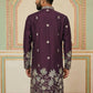 Men Embroidered Silk Blend Kurta ( HOPKO 026Maroon )