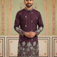 Men Embroidered Silk Blend Kurta ( HOPKO 026Maroon )