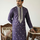 Men’s Ethnic Embroidered Straight Kurta ( HOPKO 027Purple )