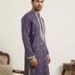 Men’s Ethnic Embroidered Straight Kurta ( HOPKO 027Purple )