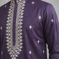 Men’s Ethnic Embroidered Straight Kurta ( HOPKO 027Purple )