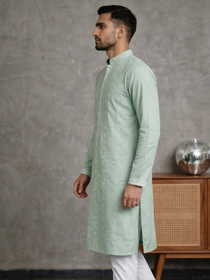 Classic Embroidered Ethnic Kurta ( HOPKO 028Green )