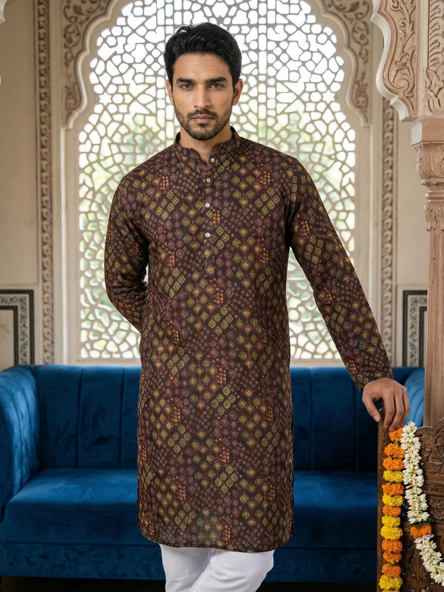 Purple Floral Silk Blend Festive Kurta ( HOPKO 029Purple )