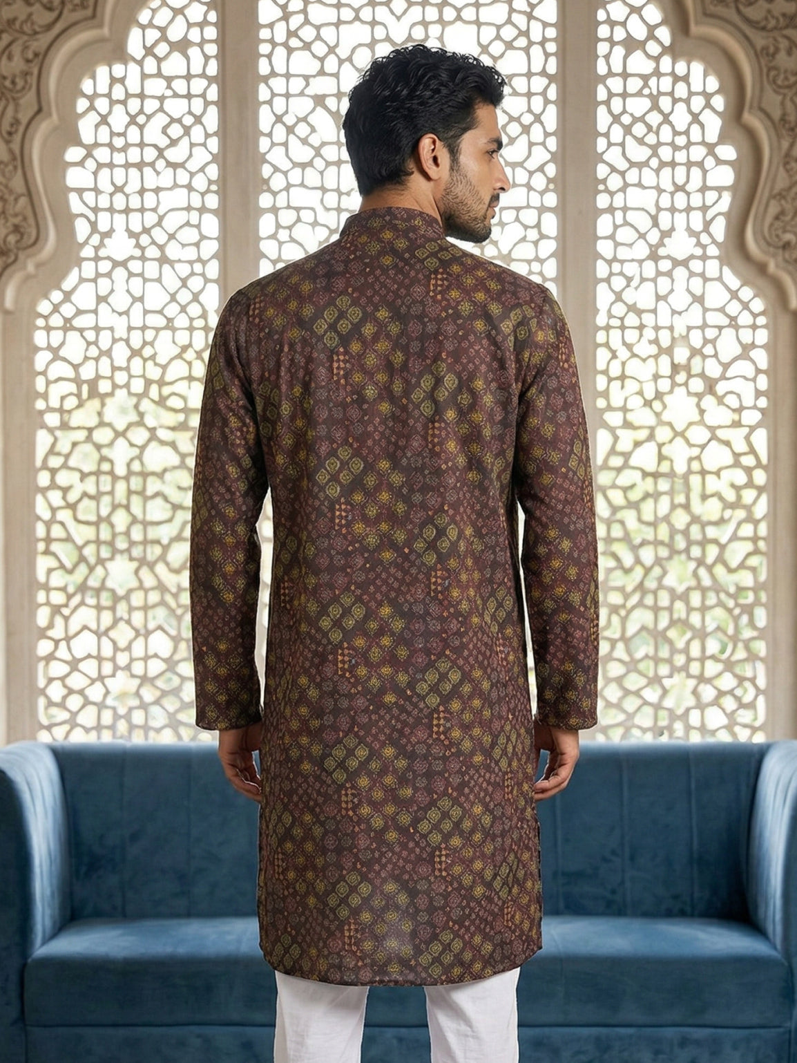 Purple Floral Silk Blend Festive Kurta ( HOPKO 029Purple )
