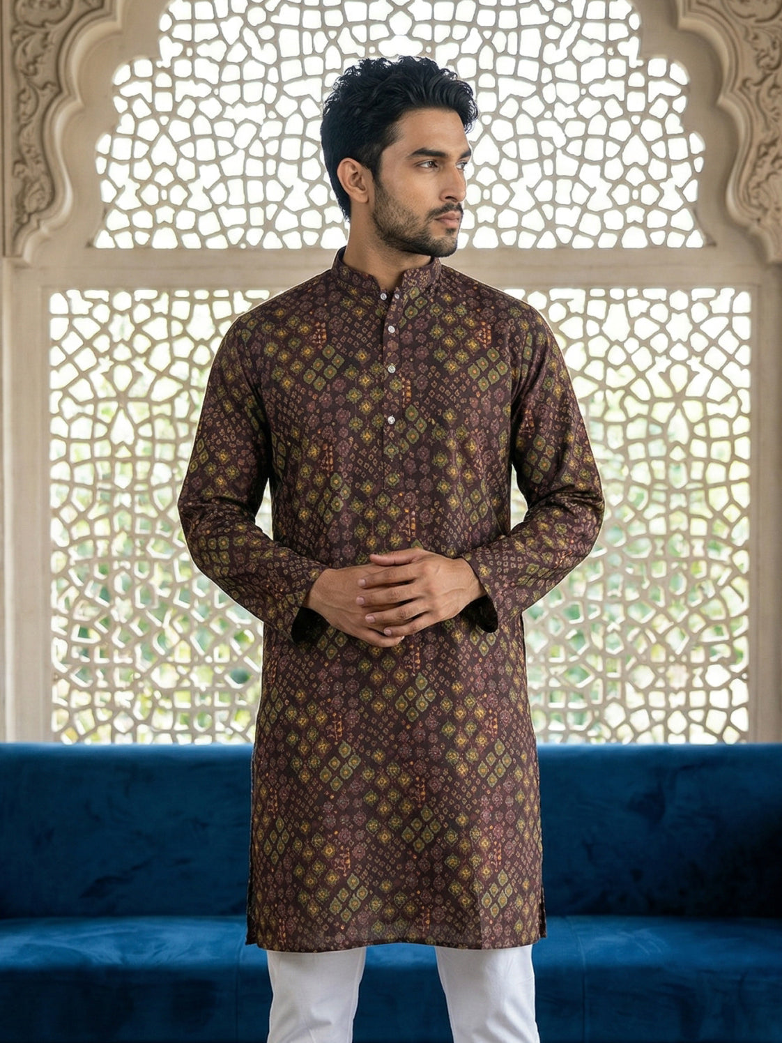Purple Floral Silk Blend Festive Kurta ( HOPKO 029Purple )