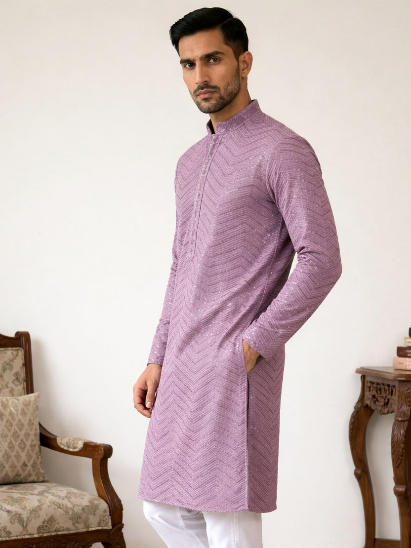 Rayon Embroidered Ethnic Kurta ( HOPKO 032Purple )