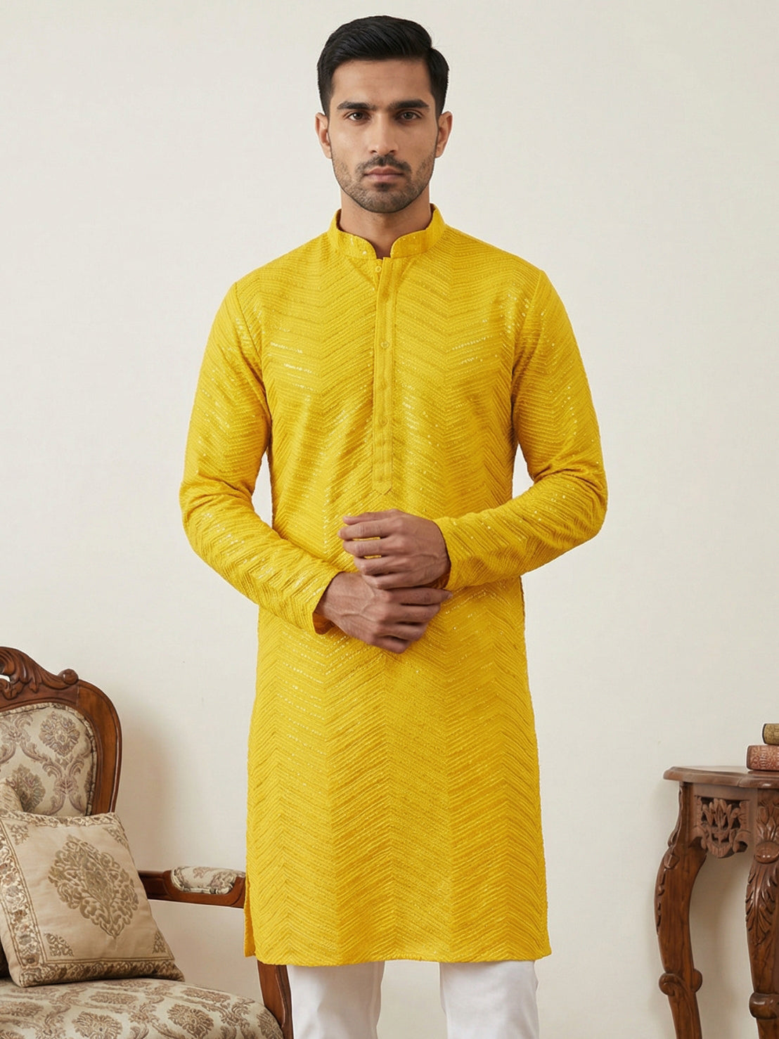 Rayon Embroidered Ethnic Kurta ( HOPKO 032Yellow )