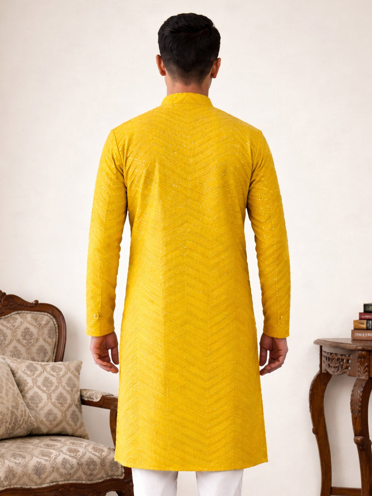 Rayon Embroidered Ethnic Kurta ( HOPKO 032Yellow )