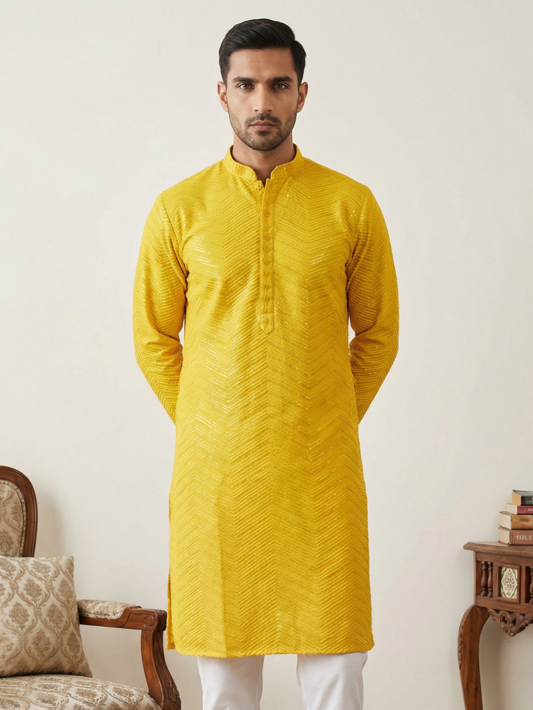 Rayon Embroidered Ethnic Kurta ( HOPKO 032Yellow )