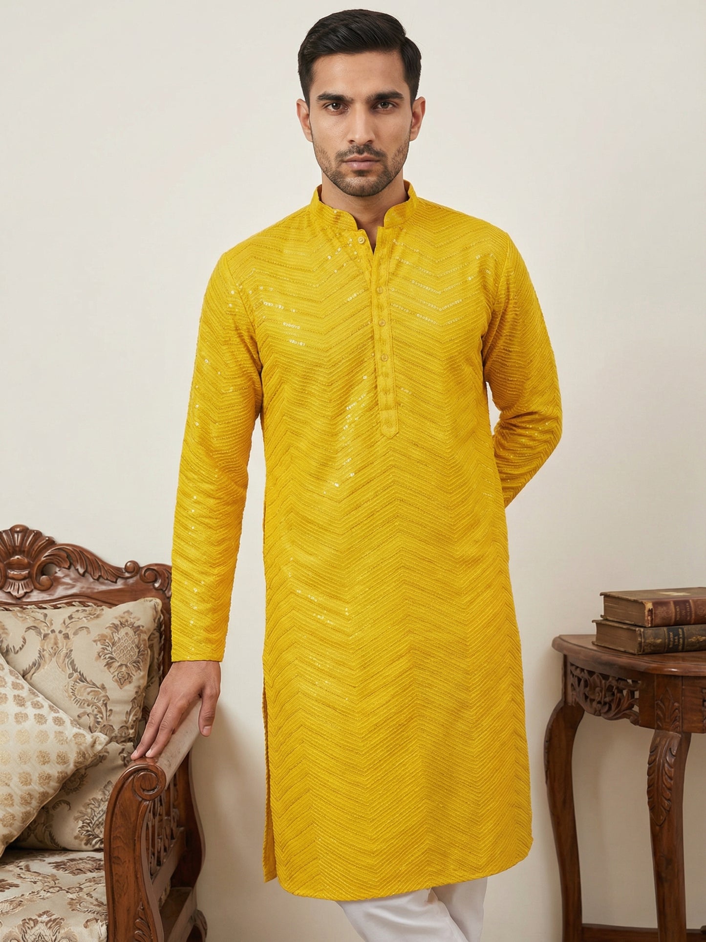 Rayon Embroidered Ethnic Kurta ( HOPKO 032Yellow )