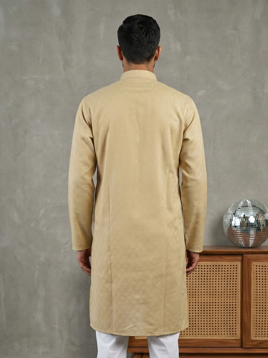 Self Design Cotton Blend Kurta ( HOPKO 033Beige )