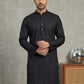 Self Design Cotton Blend Kurta ( HOPKO 033Black )